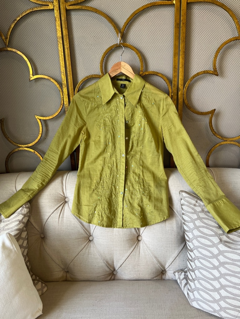 H&M Olive Green Button-Down Women's Shirt